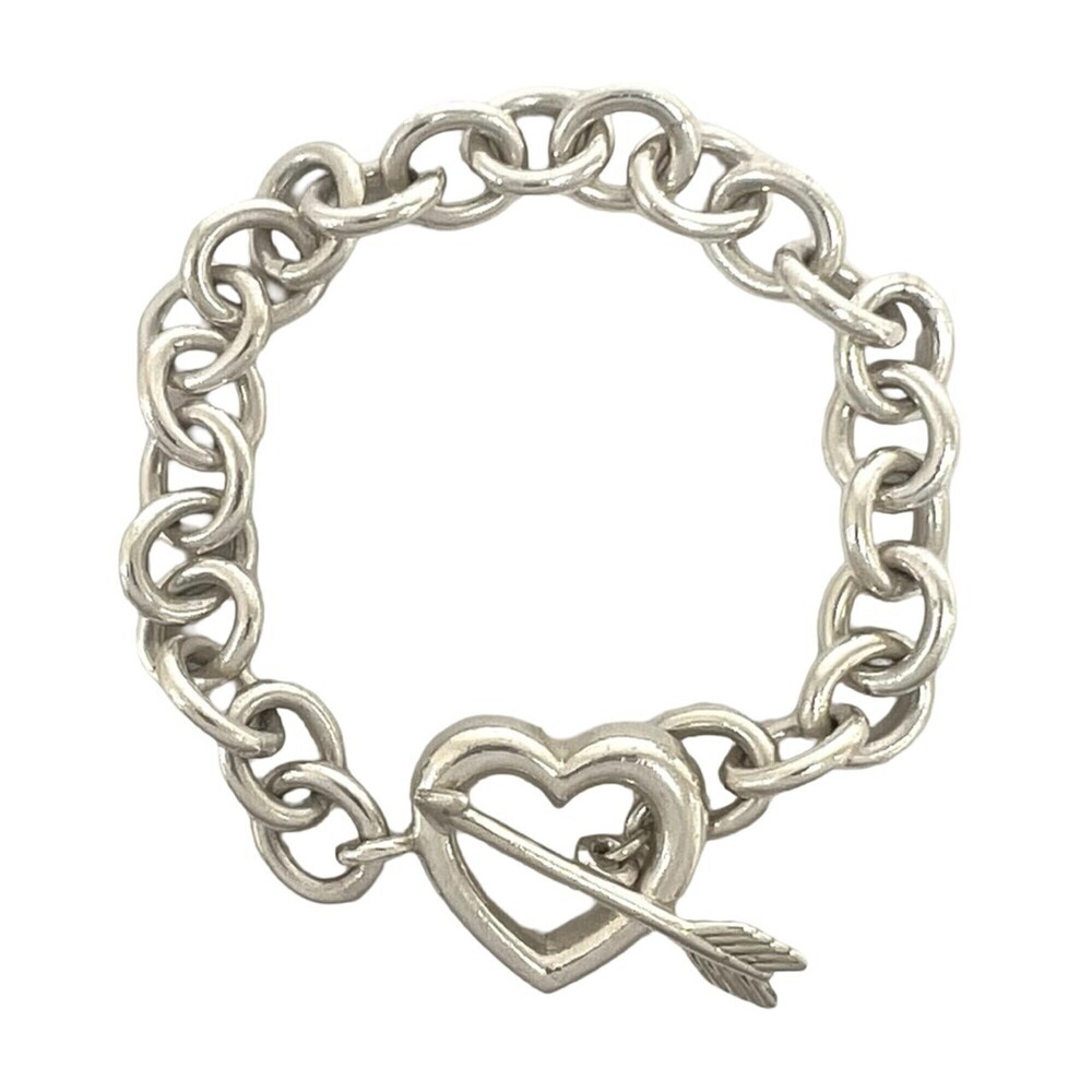TIFFANY & CO. Vintage Silver Heart Charm Bracelet